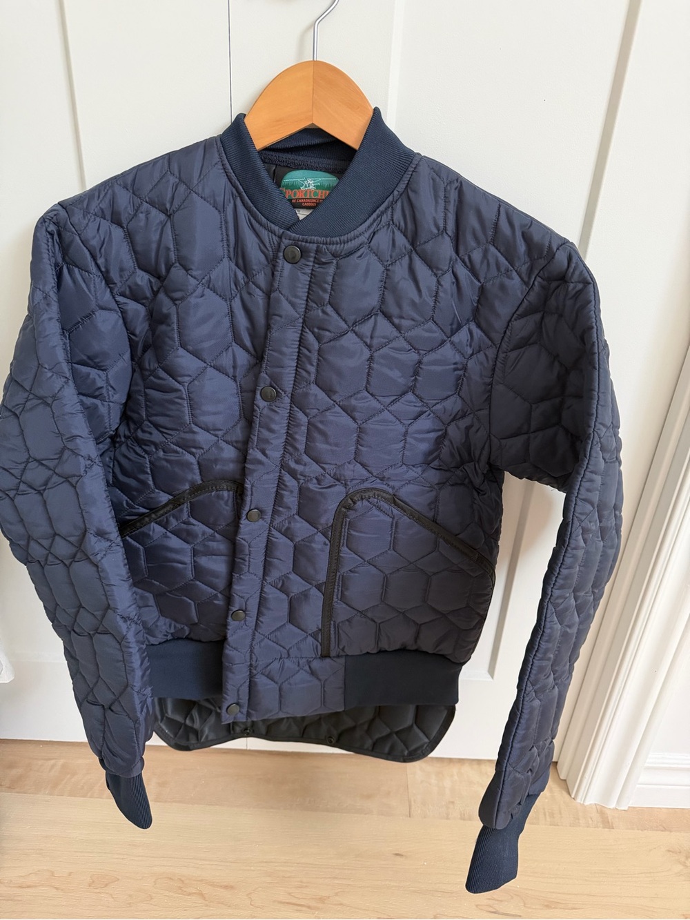 Quilted Bomber Jacket in Navy